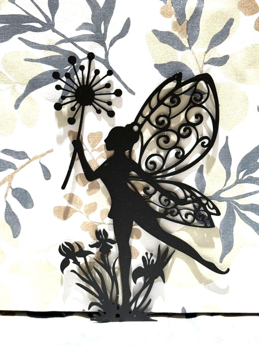 Black Fairy Silhouette Metal Wall Art - Decorative Home Wall Decor
